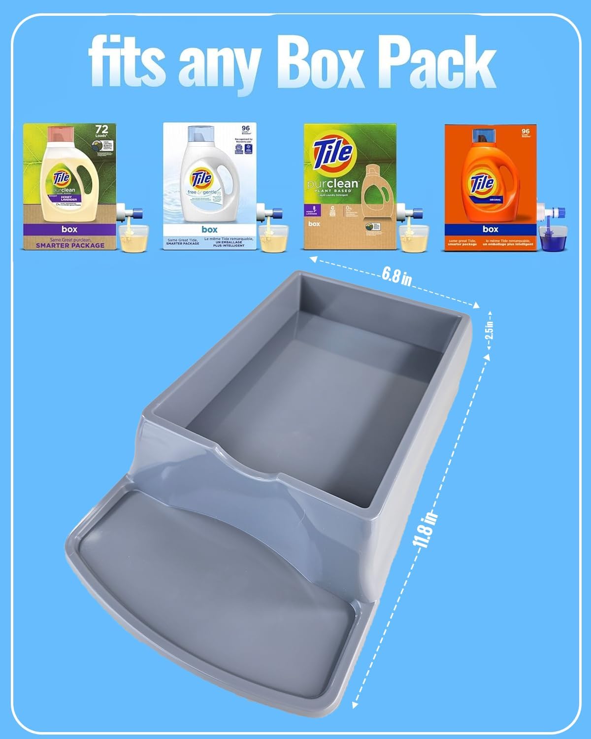 Skywin Laundry Detergent Holder For Eco Box Laundry Soap Dispenser with Easy-to-Store Package - Less Plastic Liquid Detergent Dispenser (Grey)