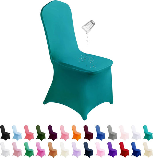 SUPERO Waterproof Spandex Chair Cover 25PCS, Stretch Dining Chair Covers, Polyester Outdoor Chair Covers, Protector Stretch Chair Cover for Party Universal, Banquet, Wedding Event, Hotel(Turquoise)