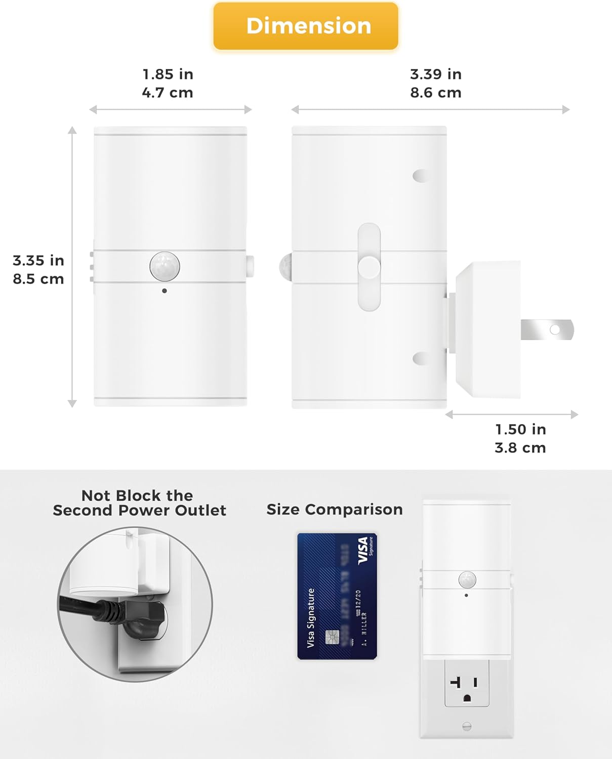 L LOHAS LED Motion Sensor Night Light, [2 Pack] Bright Night Light, 5000K Daylight White, Motion Activated Nightlight, Dimmable 0-100LM, Motion Sensor Light Indoor for Kids Hallway Bathroom Kitchen