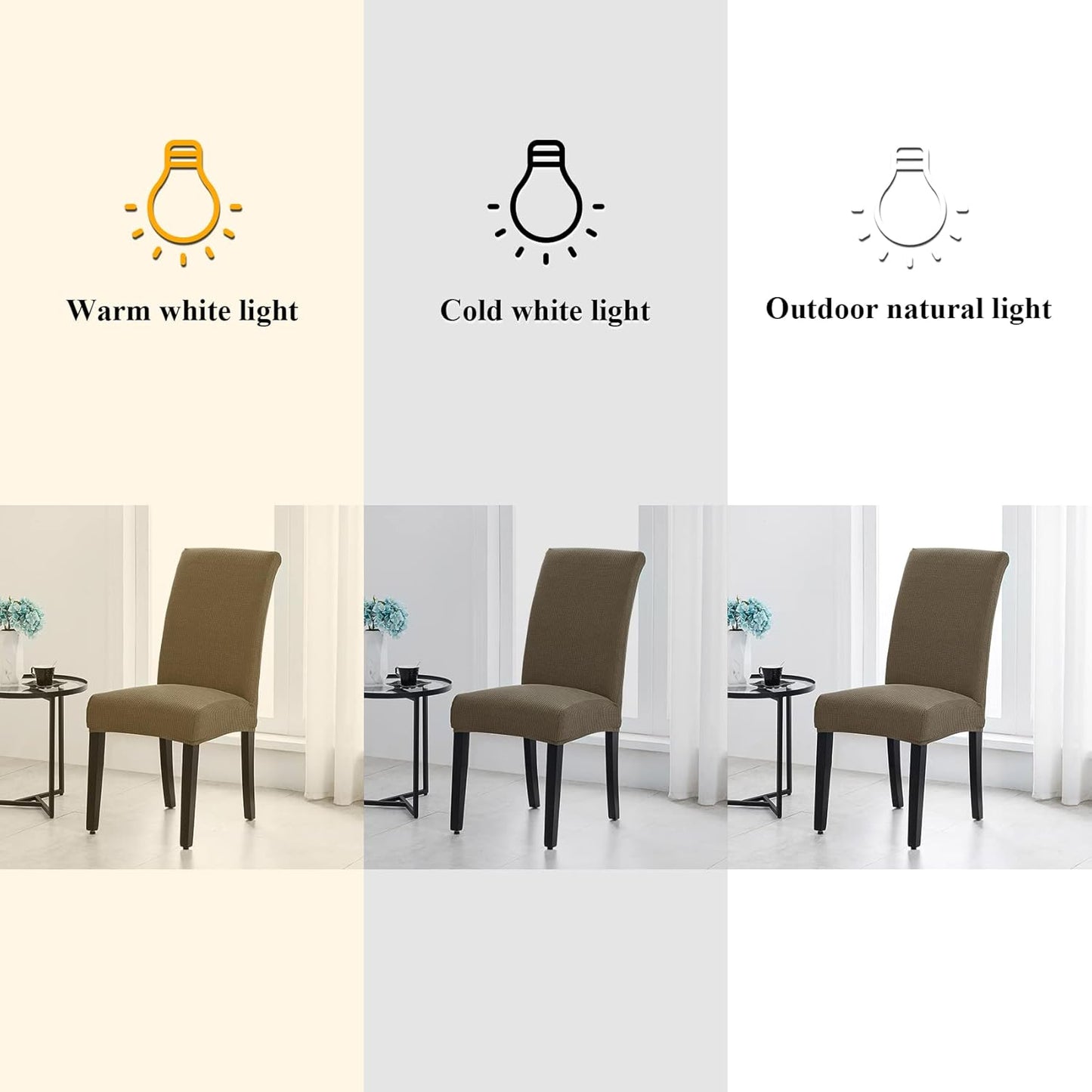 Joccun Chair Covers for Dining Room Set of 2, Dining Chair Slipcovers Stretch Dining Room Chair Covers Seat Protector,Washable Parsons Chair Cover for Home,Hotel,Banquet(Fossil,2 Pack)