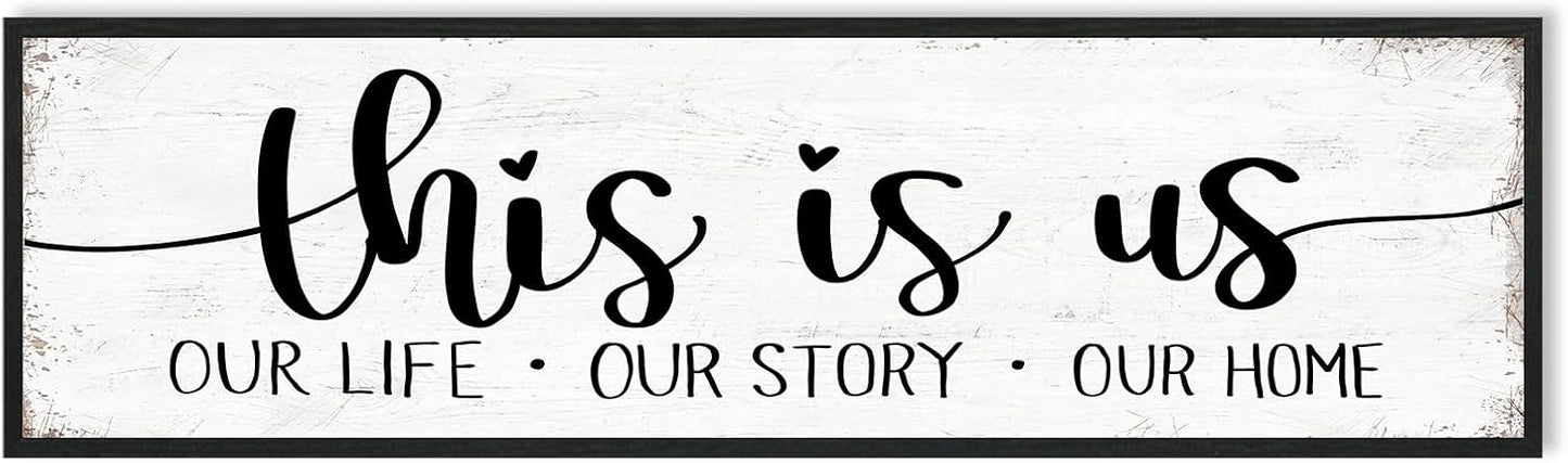 This Is Us Sign Wall Decor: Family Signs for Home Decor Living Room Wall Art Framed 16"x48"Large Farmhouse Rustic Home Sign Wall Decor Above Bed,Country Wall Plaques Hanging Master Bedroom Decor