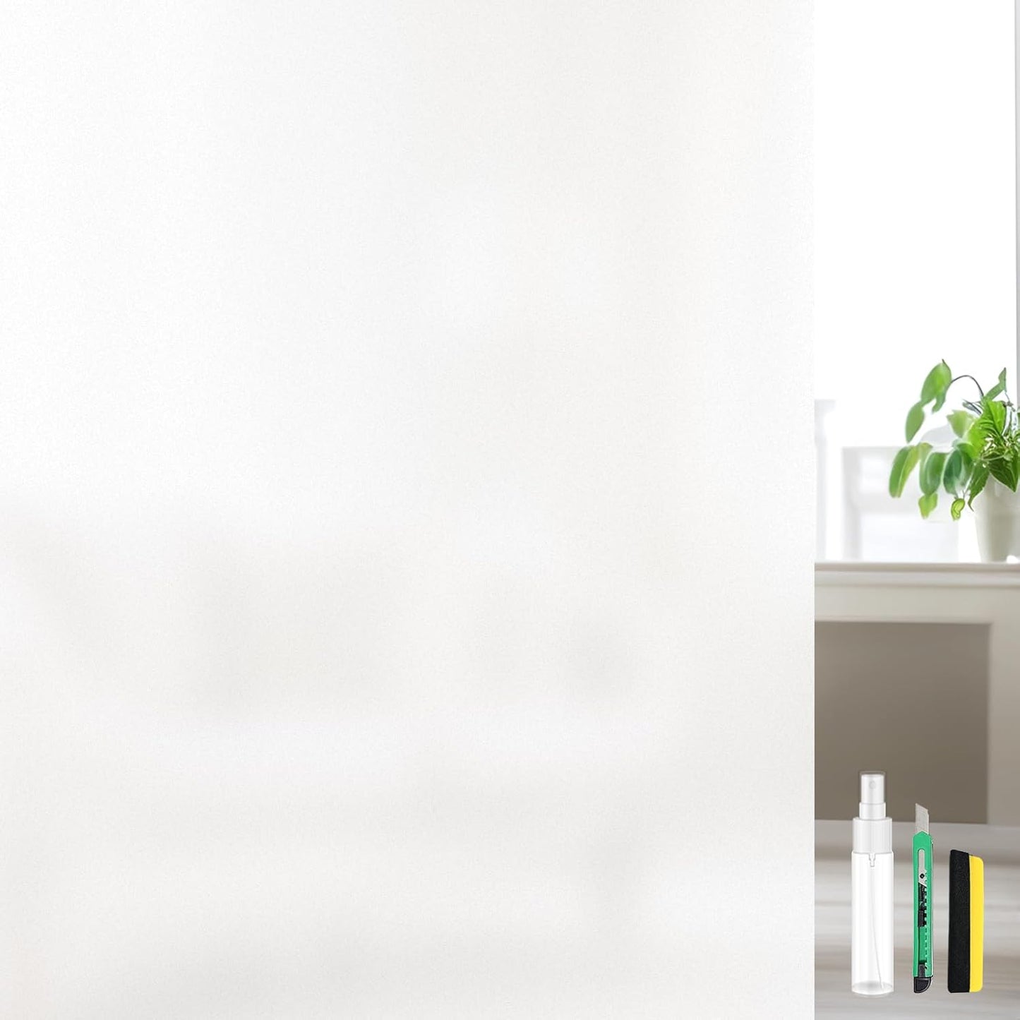 Window Privacy Film, Frosted Glass Static Cling Non-Adhesive Window Cover for Bathroom UV Blocking Heat Control for Home Decorative Frosting Pure Matte White Size 17.5 x 118.1 Inches