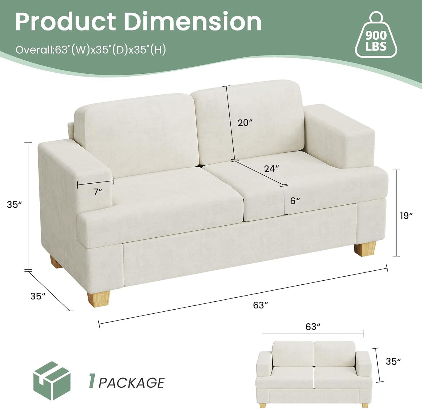 Sofa, 3 Piece Set Comfy Sofa, Loveseat & 2 3-Seater Couch with Deep Seats for Living Room, Modern Sleeper Couch, Beige Chenille