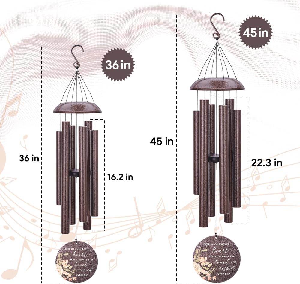 Personalized Wind Chimes, Sympathy Wind Chime, in Loving Memory for Loss of Loved Dad/Mom, Metal Large Memorial Condolences Gifts, Remembrance Wind Chimes for Loss of Loved One