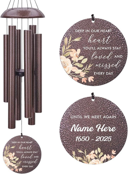 Personalized Wind Chimes, Sympathy Wind Chime, in Loving Memory for Loss of Loved Dad/Mom, Metal Large Memorial Condolences Gifts, Remembrance Wind Chimes for Loss of Loved One