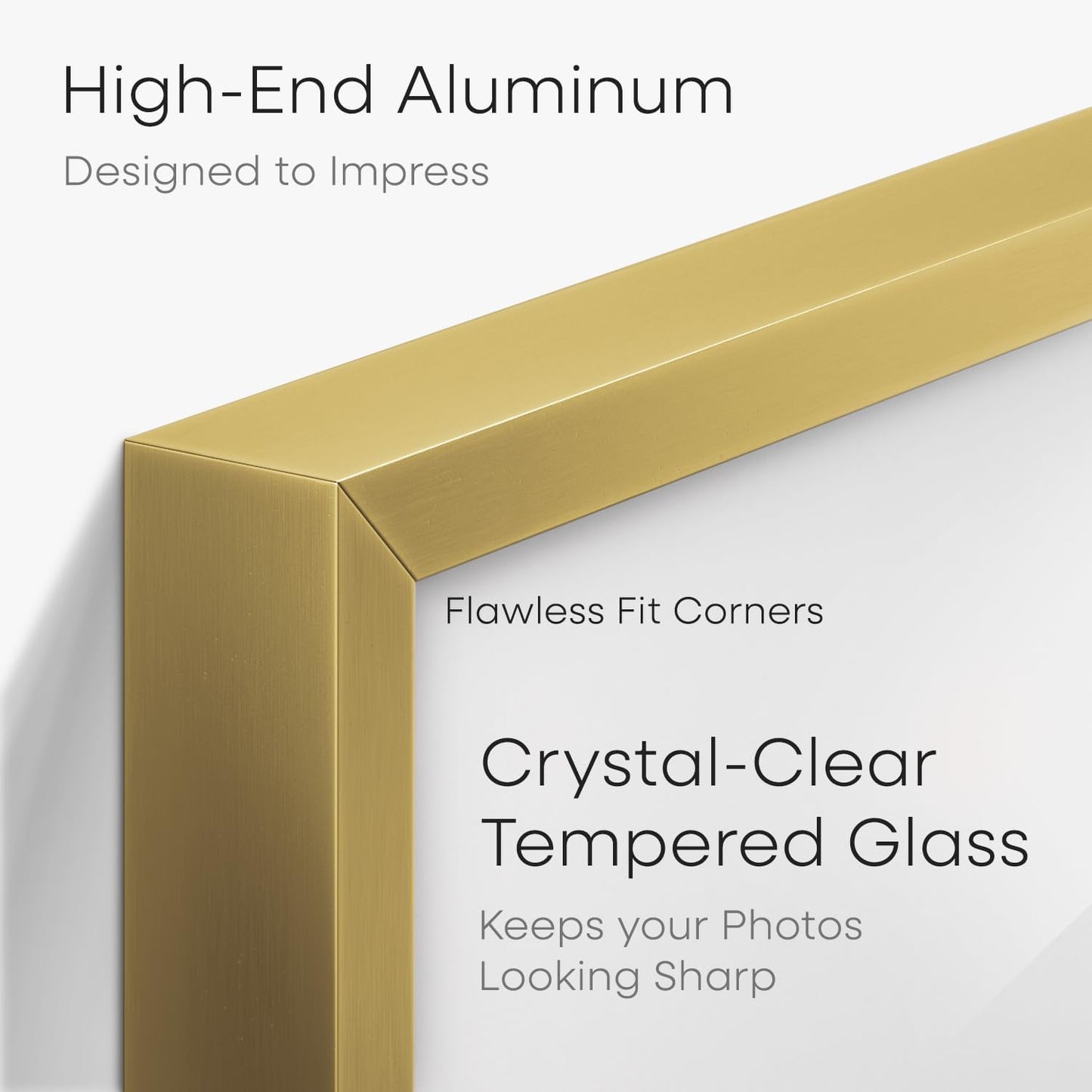 Homeforia 12x18 Picture Frame Gold, High End Metal 12x18 Poster Frames with Mat 8.5x11 Photo, 12 x 18 Gold Frame Matted to 8.5 by 11 Print, 18x12 Thin Hanging Frame, Tempered Glass, Wall Kit, Set of 1