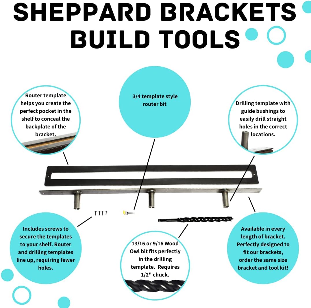 Floating Shelf Brackets - Sheppard Brackets - Easy Install - Heavy Duty (16 inch with Build Kit)