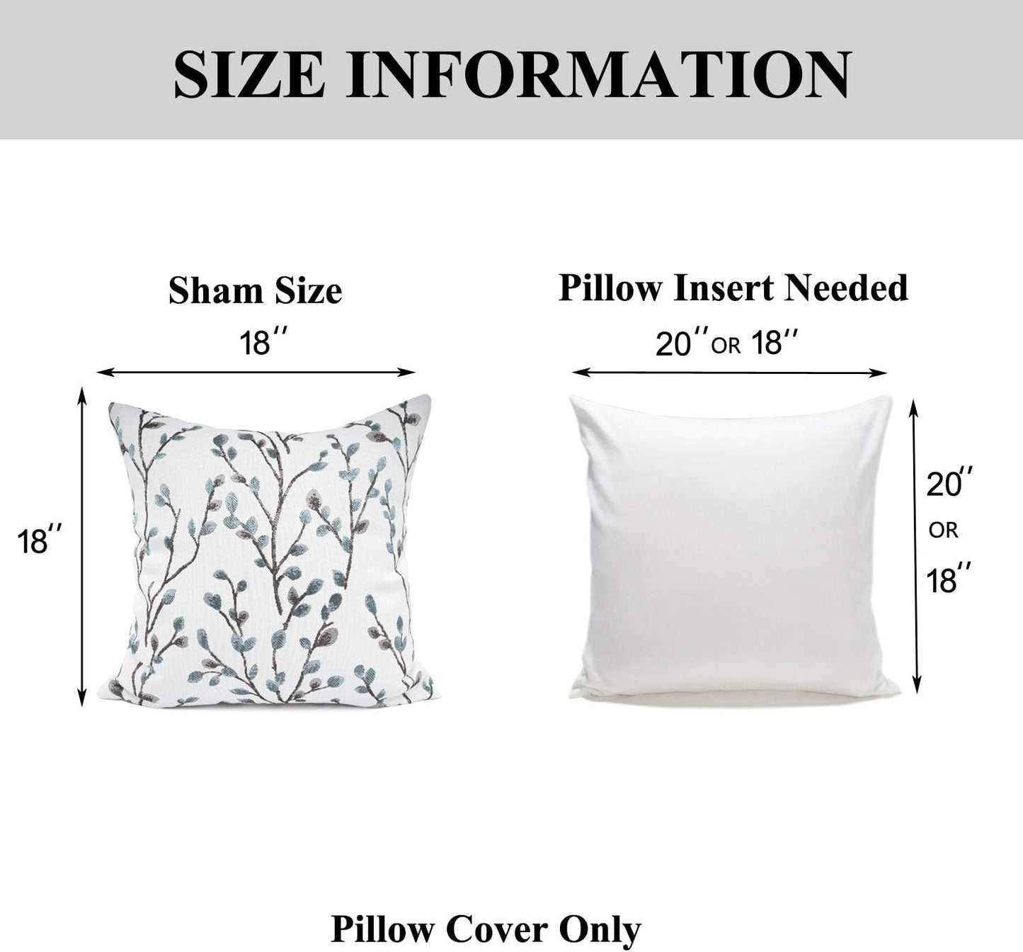 YOUR SMILE Classical Embroidery Jacquard Teal Leaf Pattern Square Decorative Throw Pillow Case Cushion Cover 18x18 inch