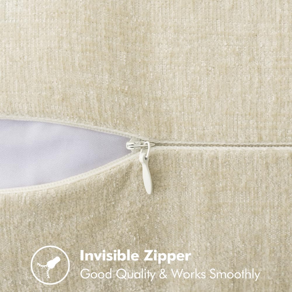 MIULEE Pack of 2 Christmas Pillow Covers 20x20 Inch Cream White Farmhouse Decorative Throw Pillow Covers with Stitched Edge Soft Chenille Solid Dyed Couch Pillow Covers for Sofa Bed Living Room