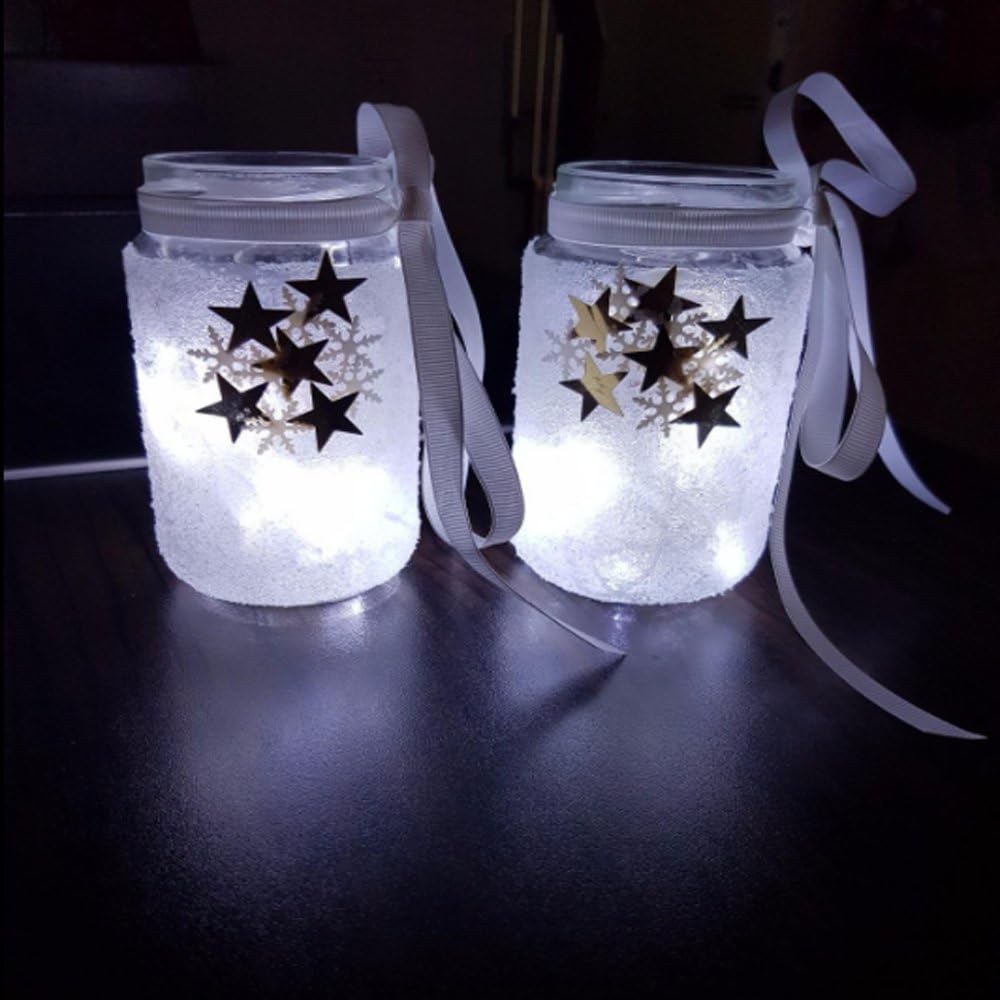 2 x20LEDs Fairy Lights Battery Operated, Silver Wire 2 Mode Chains String Lights for Bedroom Christmas Party Decoration (Cool White, 6.6)