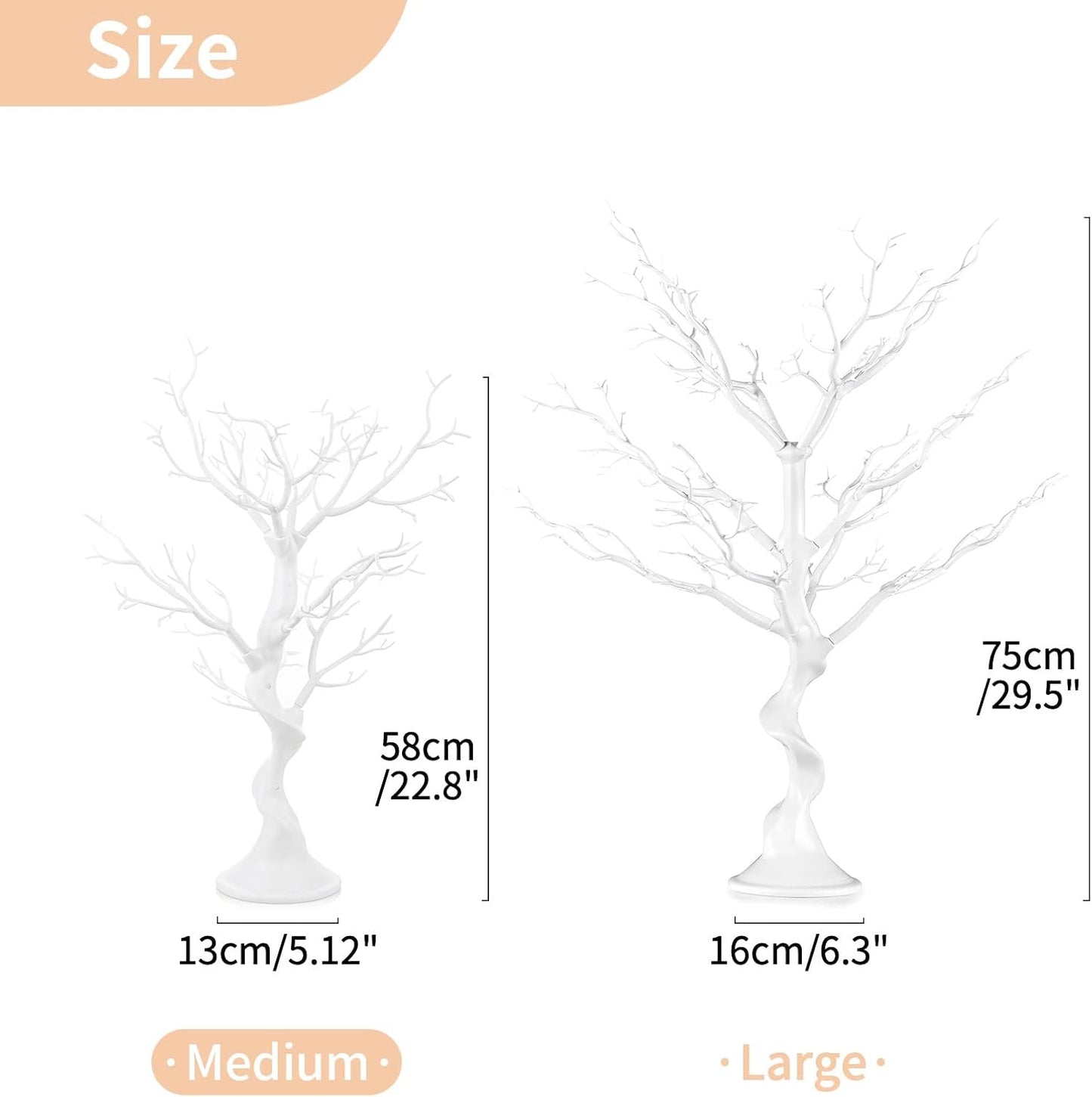Nuptio Artificial Trees Decorative Trees: 2 Pcs White Twig Trees 22.8in Tall Halloween Decorations Wedding Centerpiece for Tables Fake Easter Tree for Christmas Thanksgiving Birthday Party Decor