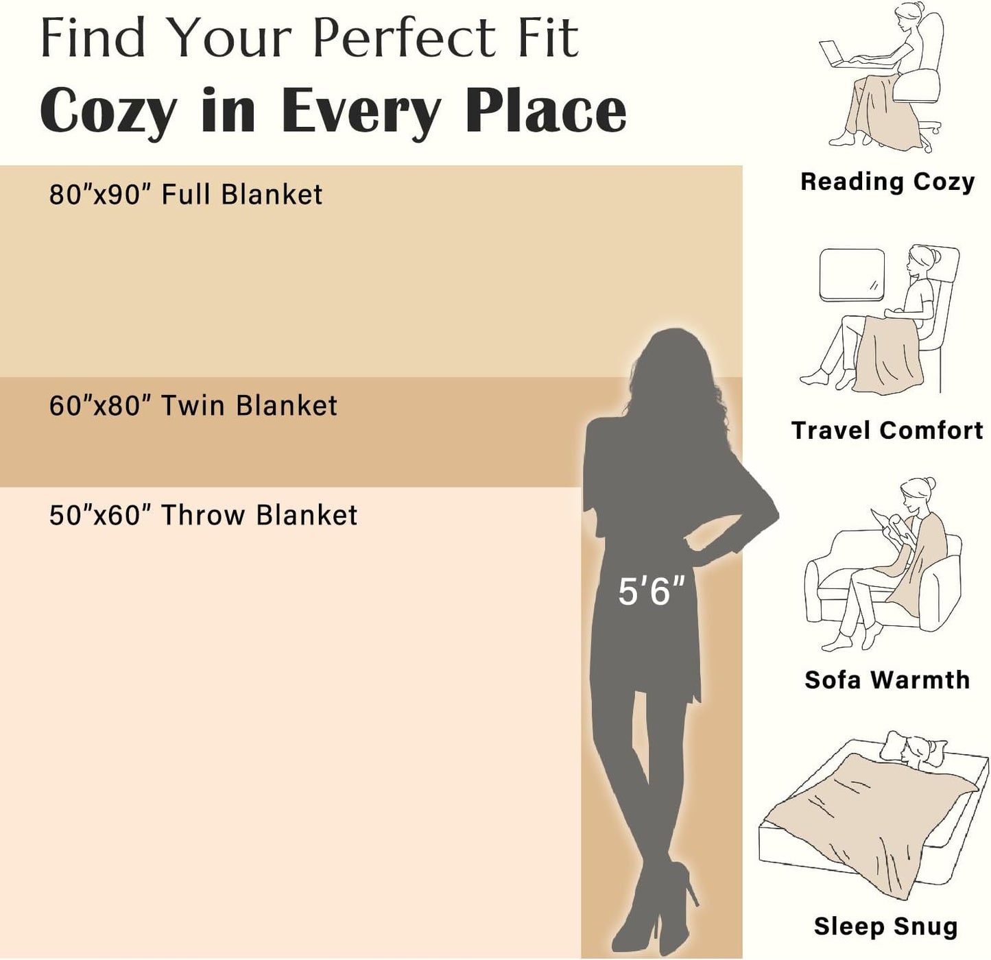 jinchan Boho 100% Cotton Muslin Twin Size 60x80 Throw Blanket Lightweight 4-Layer Orange Reversible Blanket Washable Breathable Geometric Striped Pattern Soft Comfy for Couch Bed Decor All Seasons