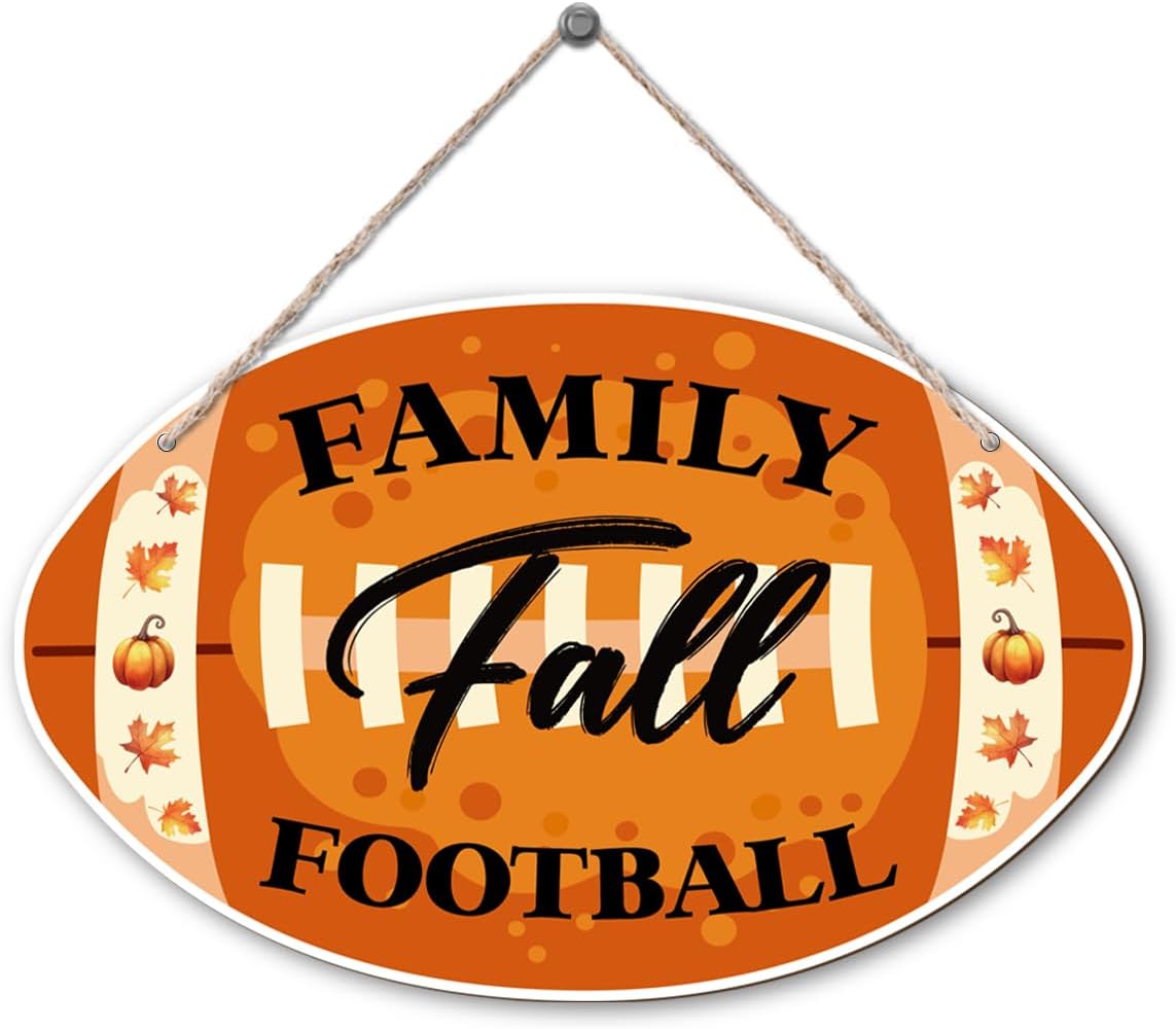 Autumn Wooden Signs, Rustic Thanksgiving Decoration, Home Interior And Exterior Decor, Autumn Harvest Thanksgiving Home Decor (Football), Housewarming Gift