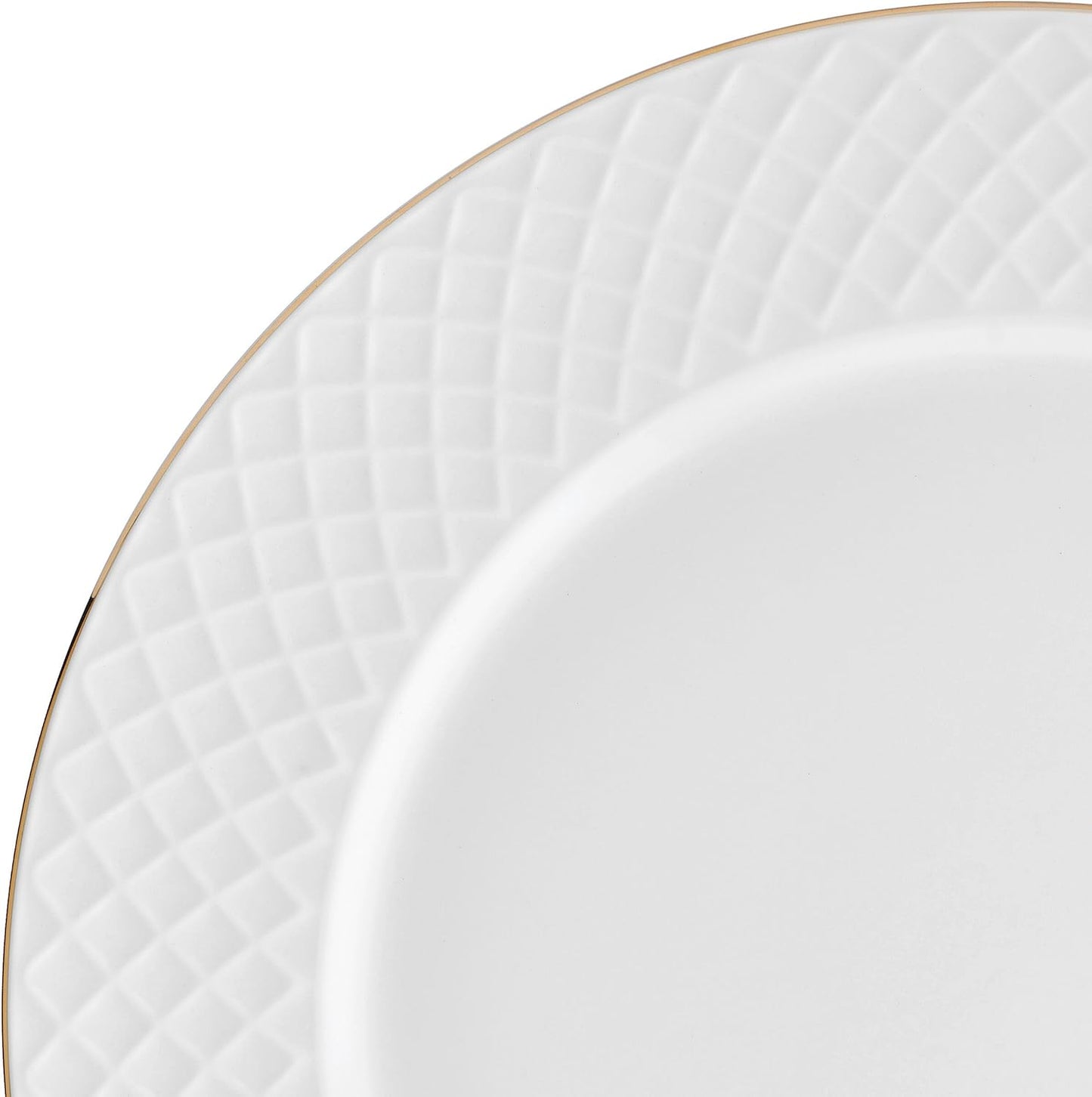 Mikasa Trellis Gold Rim Bone China Lightweight Chip Resistant 12 Piece Dinnerware Set, Service for 4