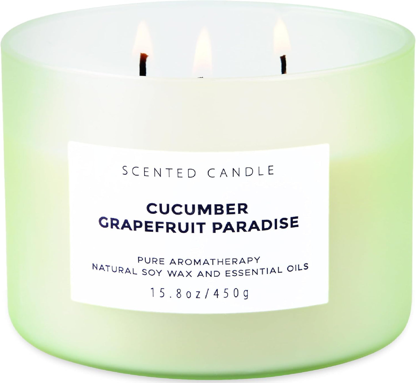 Cucumber Grapefruit Paradise 3-Wick Scented Candle | Large Soy Candle for Home 15.8 oz | Fresh Fruity Citrus Summer Aromatherapy Candle, Long Lasting Stress Relief & Relaxation Candles for Men & Women
