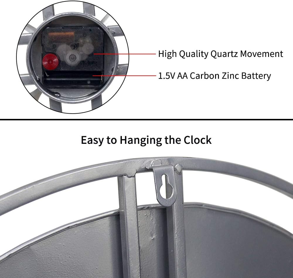 30 inch Large Wall Clock Decorative Solid Metal Retro Decor for Home Farmhouse Living Room