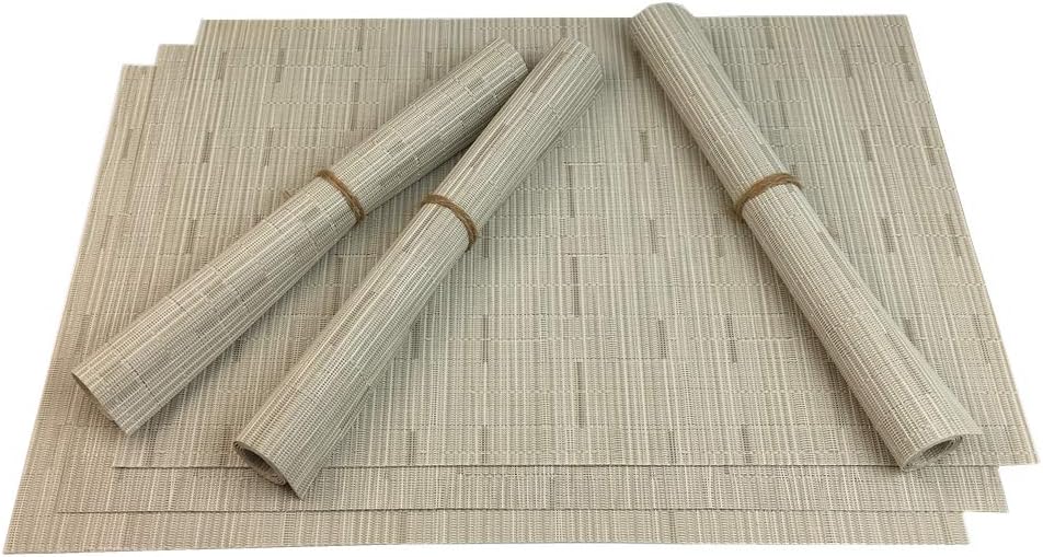 Red-A Placemats Set of 6 for Dining Table Heat-Resistant Washable Place Mats Woven Vinyl Kitchen Table Mats Easy to Clean,Cream