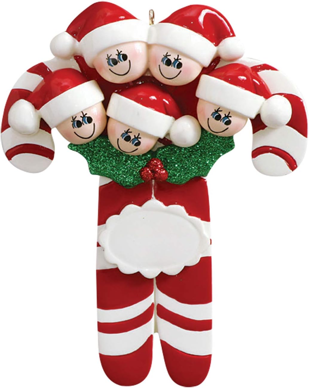 Candy Cane Family of 5 Ornament 2025 Personalized Family Christmas Ornaments 2025 | Holiday Keepsake Holly Berries Personalized Tree Ornaments for Grandchildren, Siblings & Grandkids of Five Ornament