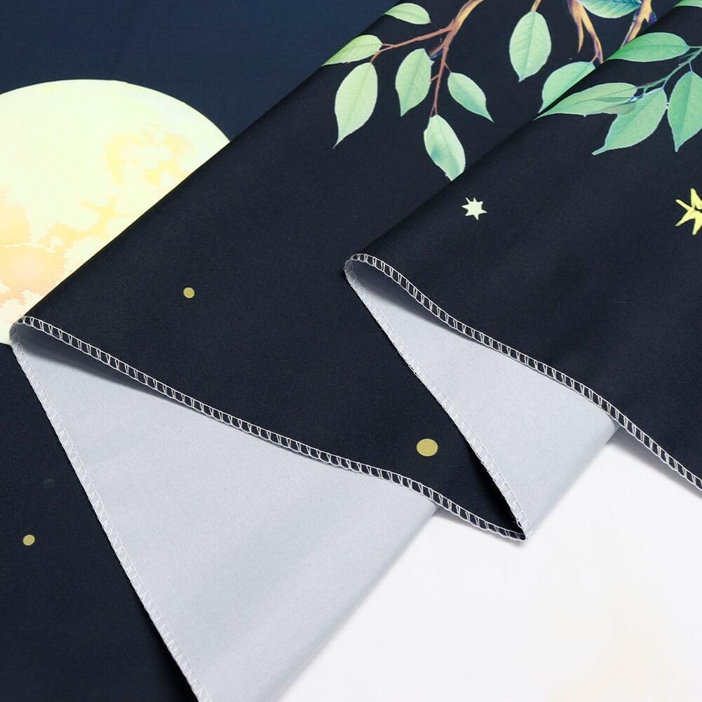 Serborlur Blacklight Fantasy Forest Tree Tapestry UV Reactive Floral Plant Tapestries Trippy Moon Butterfly Wall Art Decor Nature Landscape Wall Hanging for Bedroom