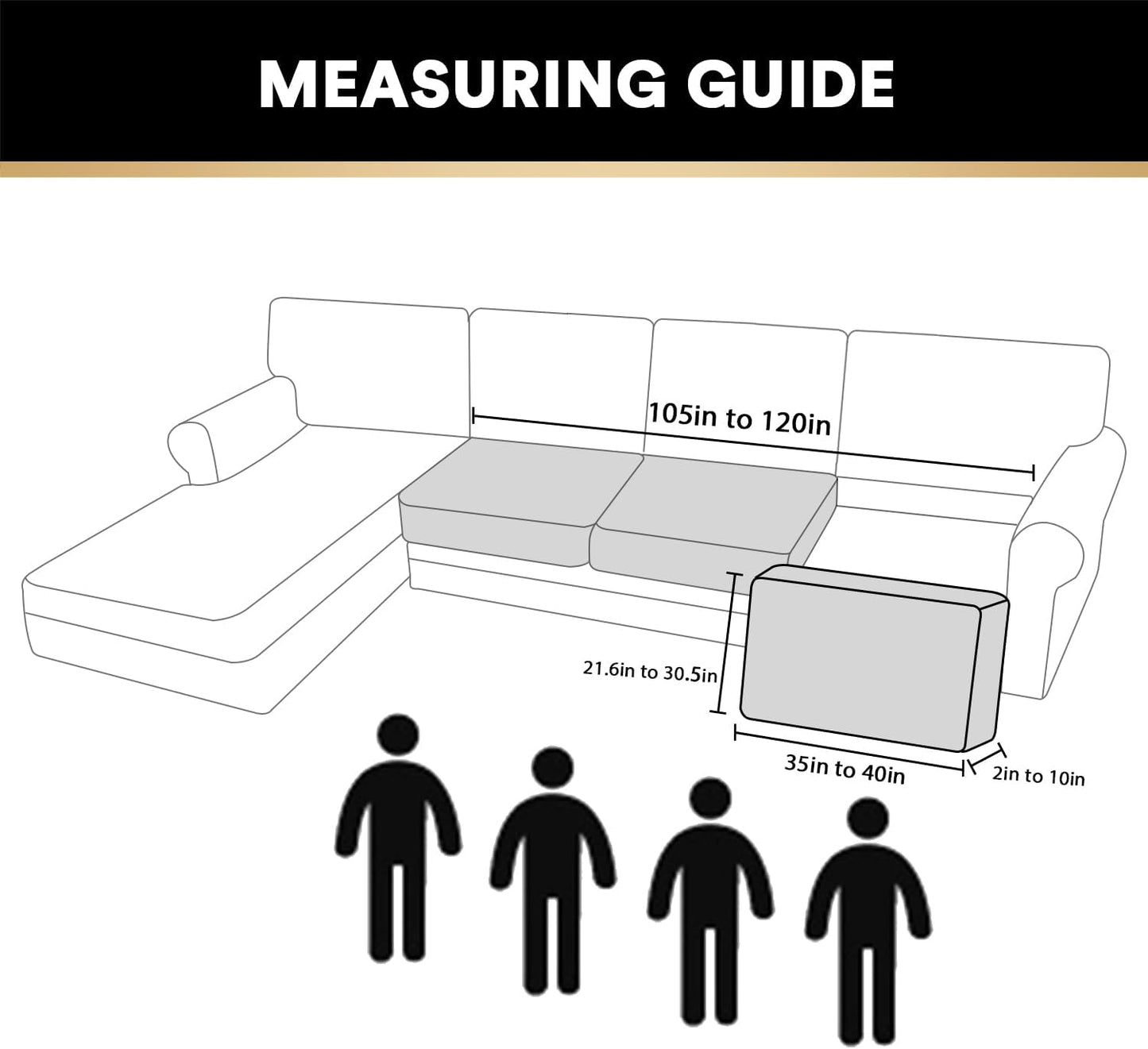 PrinceDeco Sectional Couch Cushion Covers 3 Pieces Velvet Separate Couch Cover Extra Large Stretch Sofa Slipcover Washable Furniture Protector for Sectional Sofa(Each Width Up to 40", Ivory)