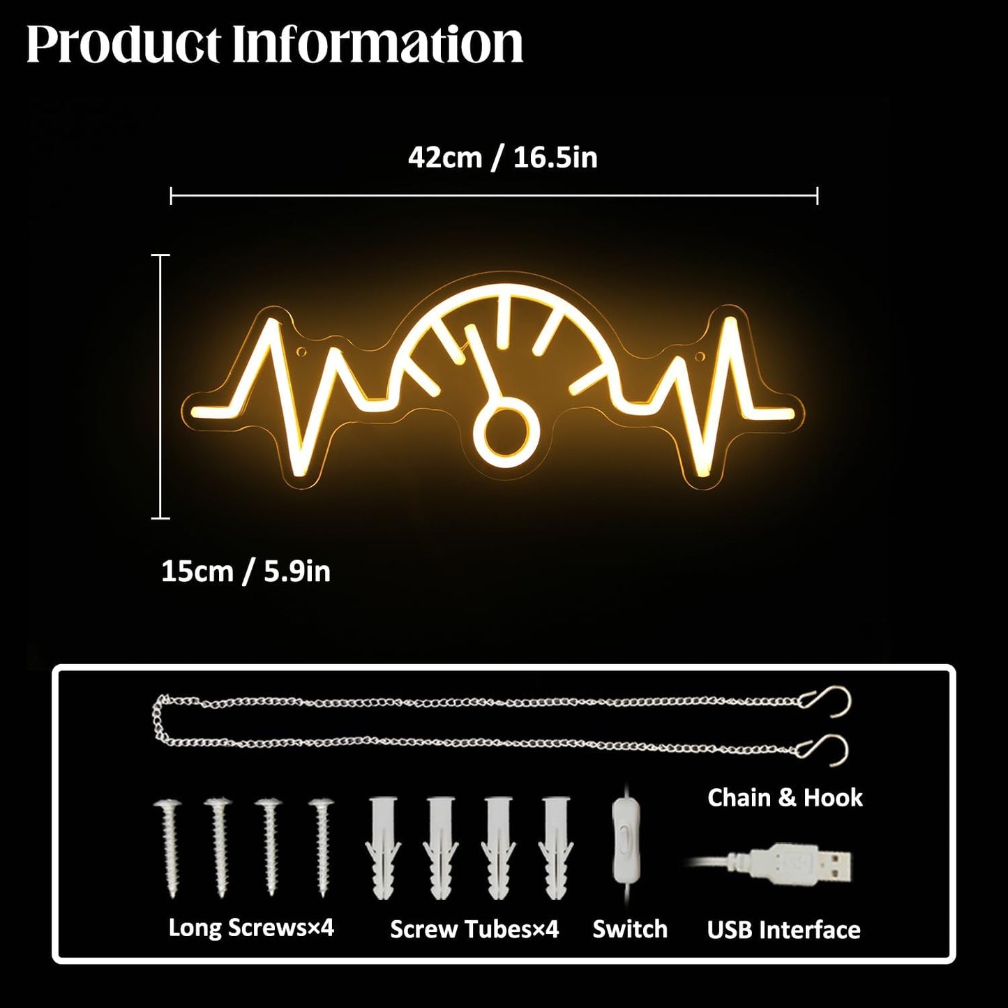 Car Dashboard Neon Sign Garage Neon Signs for Man Cave Automobile Speedometer Neon Light Orange LED Car Neon Lights Signs for Garage Man Cave Auto Repair Shop Game Room Party Decor