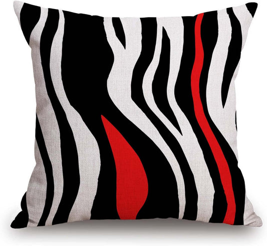 TSSOHU Throw Pillow Cover Geometric Black and White Red Abstract Line Decorative Pillow Case Home Decor Square 18x18 Inches Pillowcase