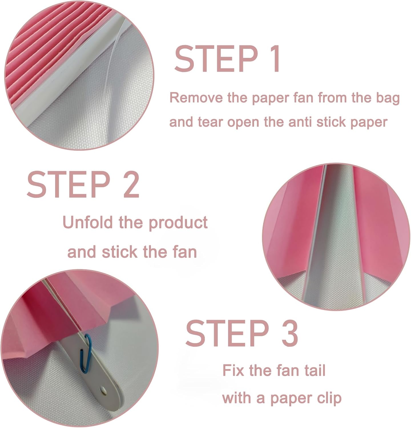 Pink Party Decorations,Pink Paper Decorations for Party,Baby Shower Decorations Party Paper Fans Bulk 16in,Schoolgirl Style Classroom Decor for Party 30 Color DIY Set （Pink）