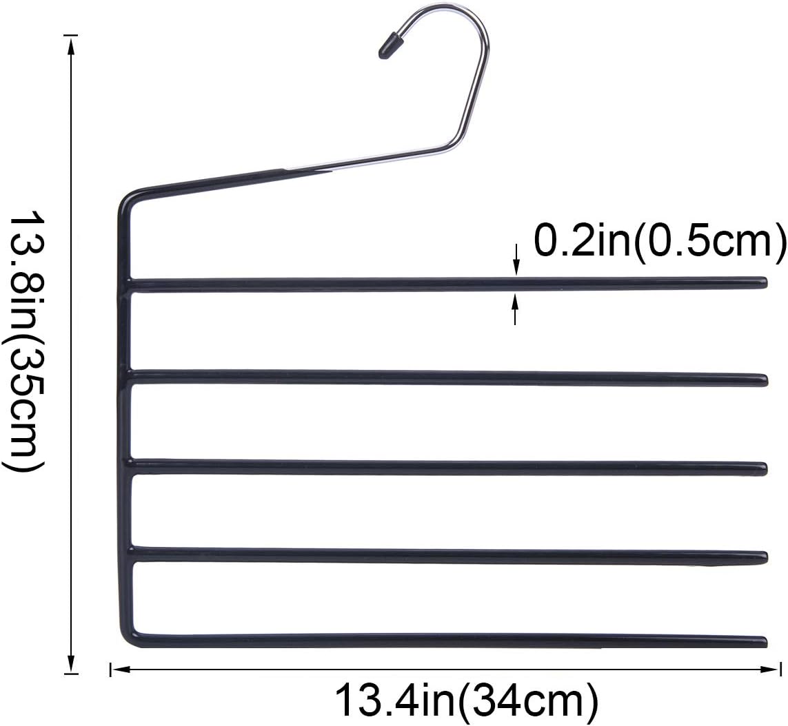 Nature Smile Pants Hangers 3pack, Heavy Duty Multi Layers Space Saving Slack Hangers,Non Slip 5 Tier Open-Ended Pants Hanger Closet Storage Organizer for Garden Flags Trousers Jeans Scarf