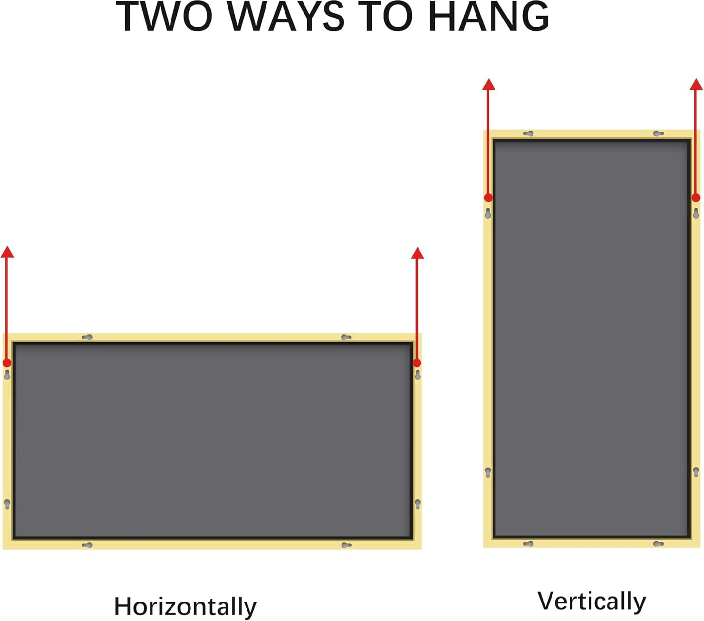 Gold Bathroom Mirror for Wall, 60x30 Inch Rectangle Mirrors with Metal Frame, Modern Vanity Wall Mirror Decor for Bathroom Living Room, Entryway Hangs Horizontal or Vertical