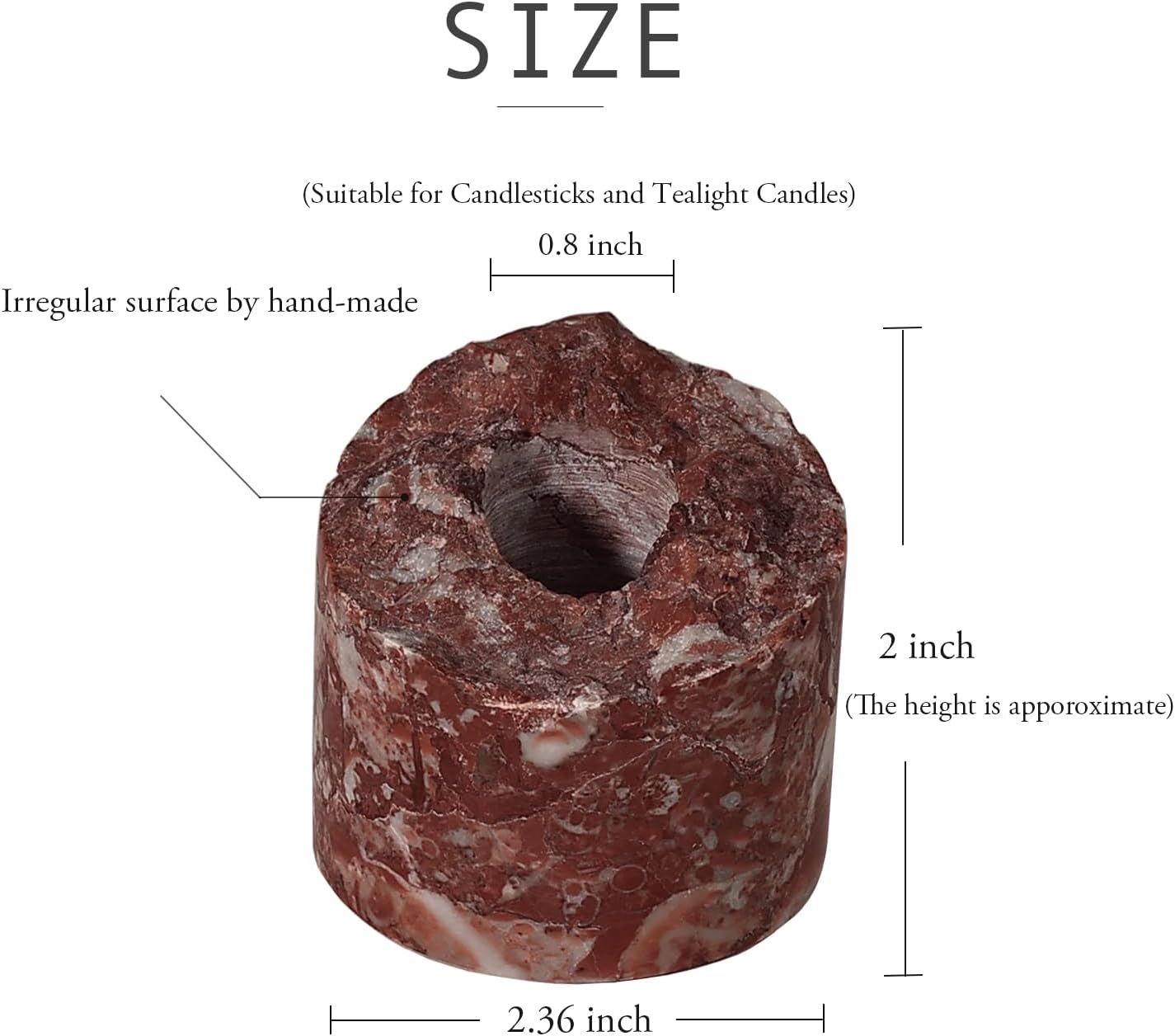 Travertine Candle Holder - Handmade Marble Candlestick Holder for Taper Candle - Vintage Small Stone Candle Sticks Holder Decor for Table Centerpieces, Wedding, Party, Fits 3/4 Inch Thick Candle