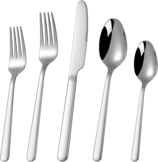 30 Piece Silverware Set 18/10 Stainless Steel, Flatware Set for 6,forged Flatware Set Heavy Duty Silverware, Dishwasher Safe