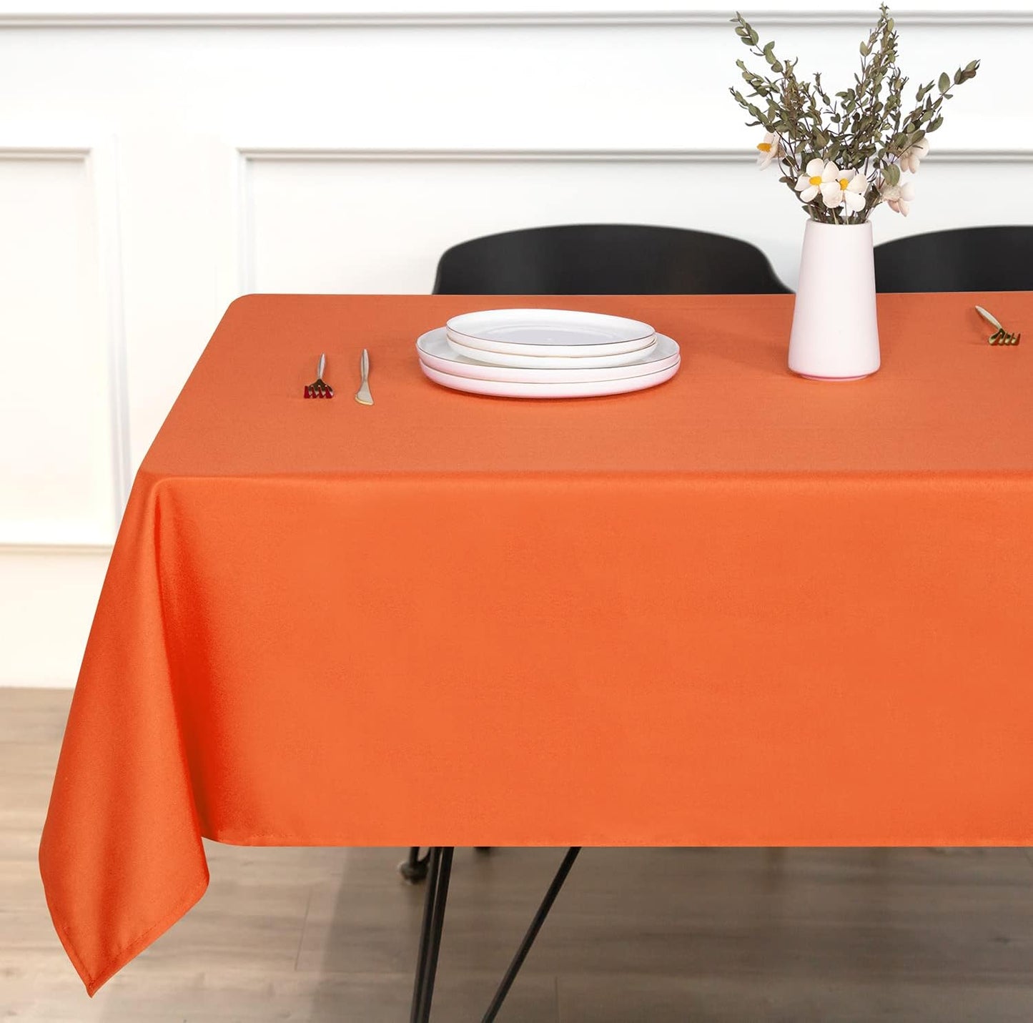sancua Rectangle Tablecloth - 54 x 120 Inch - Stain and Wrinkle Resistant Washable Polyester Table Cloth, Decorative Fabric Table Cover for Dining Tables, Buffet Parties and Camping, Orange