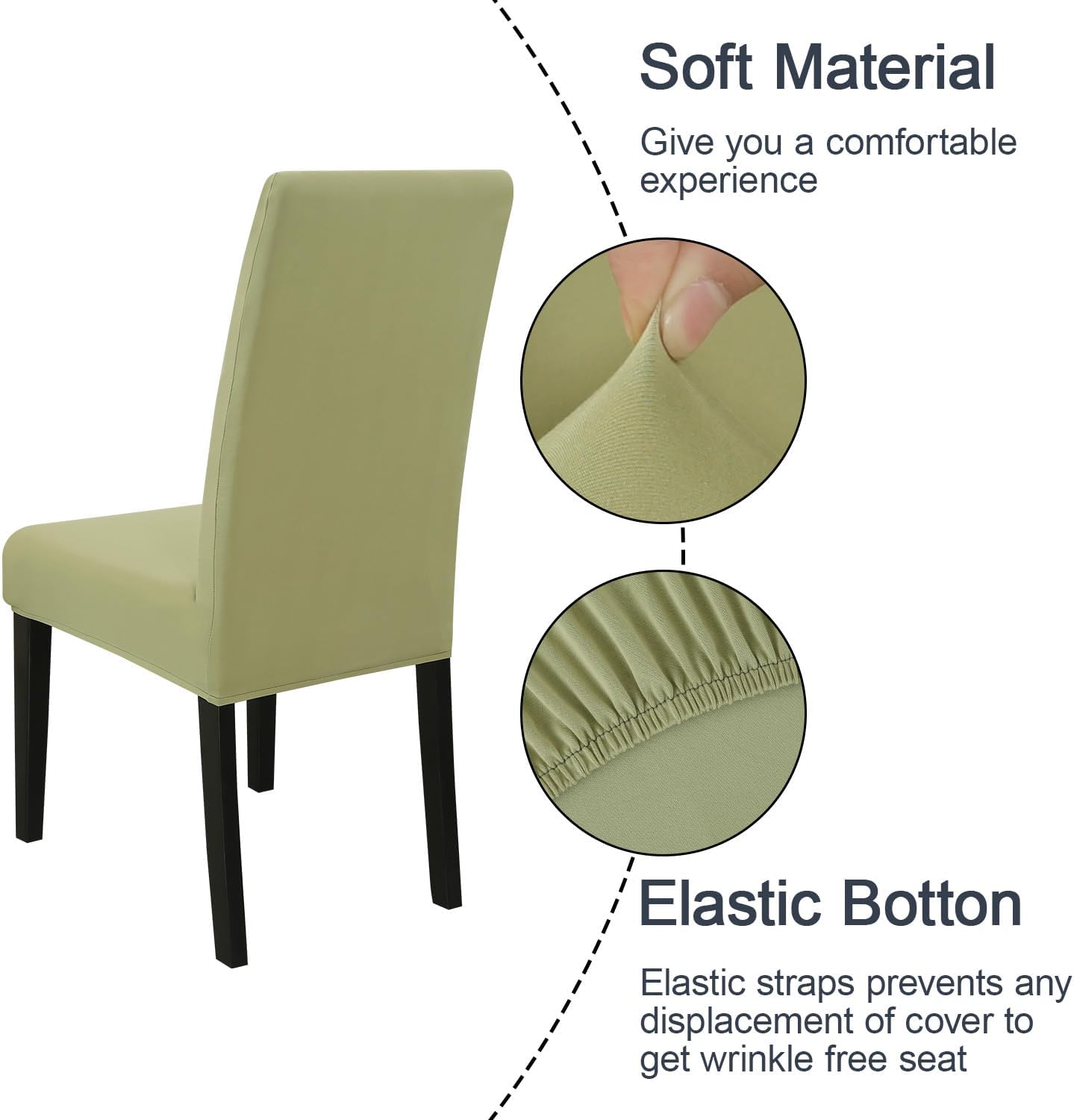 JQinHome Sage Green Chair Covers for Dining Room Set of 4, High Stretch Removable Washable Parsons Chair Slipcover for Home Party Hotel Wedding Ceremony (4PCS,Sage Green)