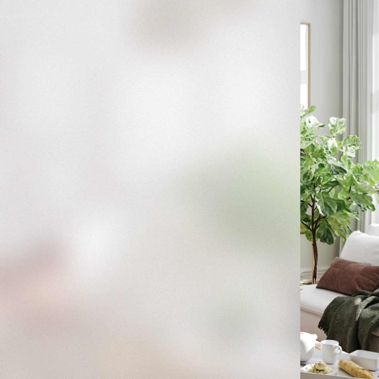 HIDBEA Frosted Window Privacy Film Heat Control UV Blocking, Static Cling Non-Adhesive Reusable Door coverings for Bathroom Home Office (Frosted 23.6 Inch x 9.8 Feet)