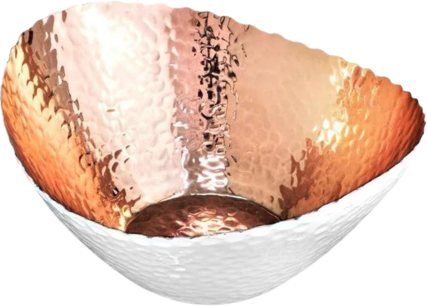 Monarch Abode Hand Hammered Decorative Bowl for Home Decor, 7.5-Inch White and Copper Plated – Key Bowl for Entryway Table, Catch All, Decorative Fruit Basin, Key Holder, Bowls for Home Decor