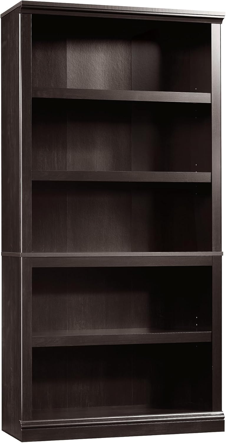 Sauder Miscellaneous Storage 5 Bookcase/Book Shelf, L: 35.28" x W: 13.23" x H: 69.76", Estate Black