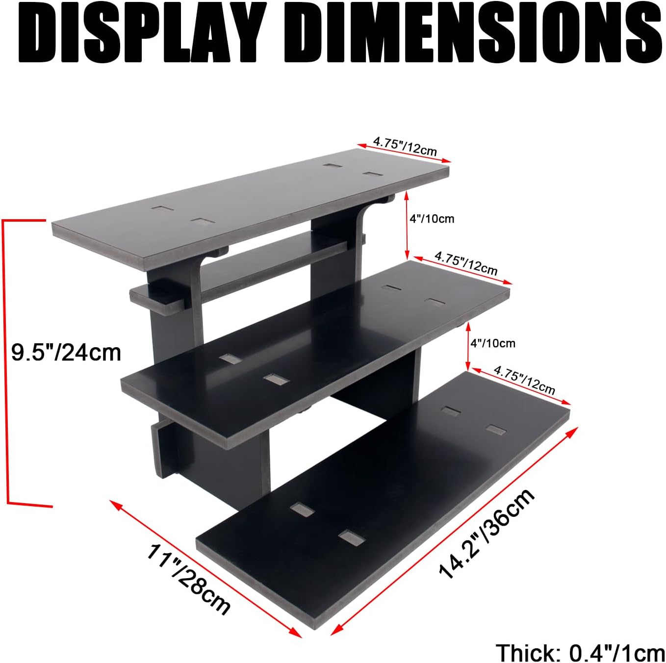 WANLIAN 3-Tier Straight Retail Table Display Stand, Portable Display Rack Shelves for Vendors, Craft Shows, Farmers Market, Pop Up Shop Countertop Black Risers for Display, Soap, Candles, Tumblers