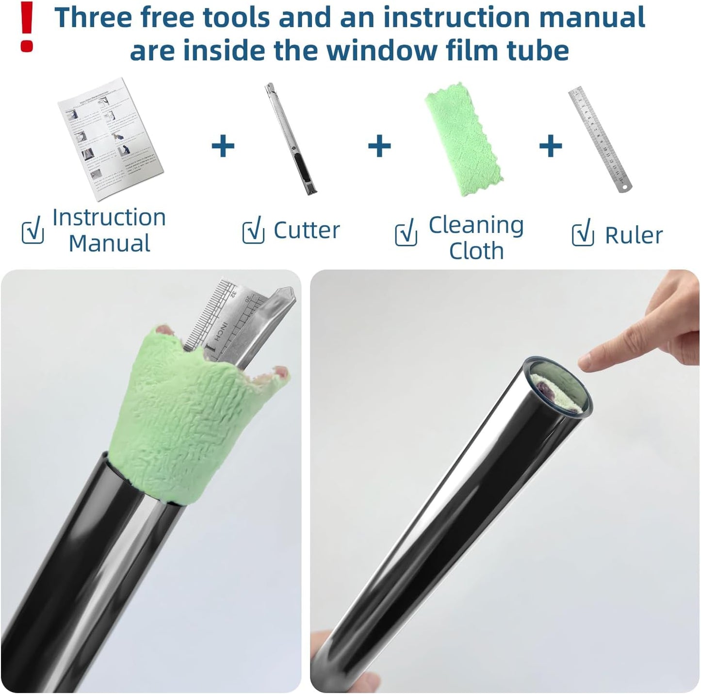 DUOFIRE One Way Window Film Privacy See Out Not in Heat Blocker Window Tint Reflective Mirror Windows Tinting Film for Home Static Cling Anti-UV Sun Blocking Windows Covering（Black, 17.4x157.4in）