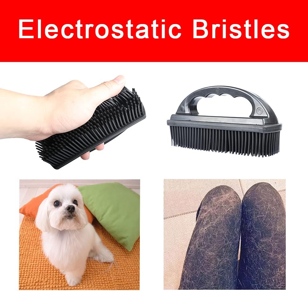 Rubber Pet Hair Removal Brush Lint & Cat Dog Hair Remover Brush Pet Silicone Lint and Debris Remover for Cleaning, Grooming, Home,Black