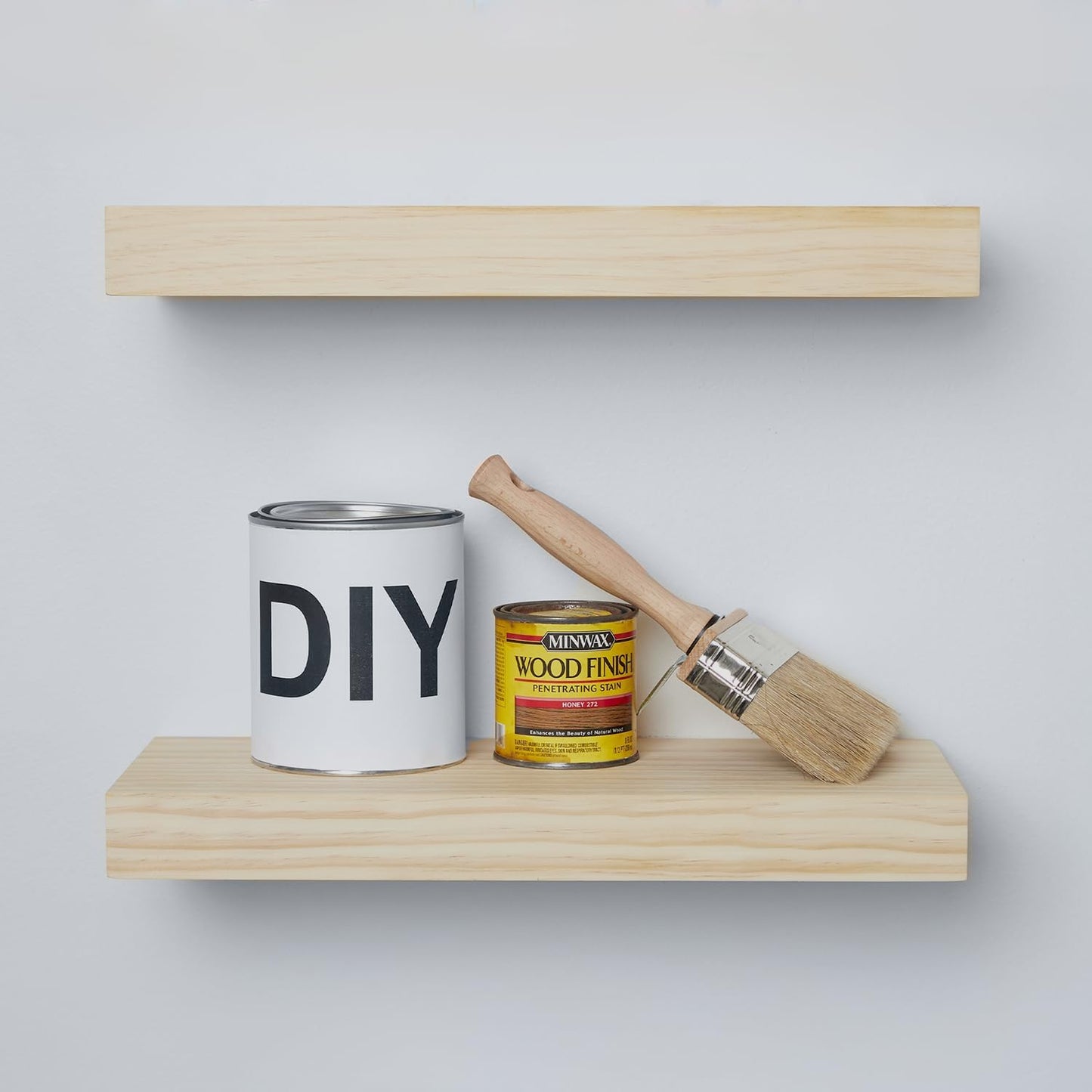 Homeforia 18 inch Natural Floating Shelf, High End Solid Real Wood 18inch Small Floating Shelves for Wall Mounted, Natural Wooden Floating Shelves, Heavy Duty Bracket, 18 X 6.5 X 1.75 in, Set of 4