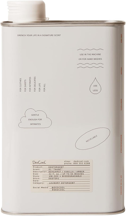 DedCool Liquid Laundry Dedtergent (01 Taunt, 32 fl oz) Luxurious Fragrance, Scented, Removes Stains, Ideal for 60 Washes, Infused with Natural Essential Oils, Vegan, Non-Toxic, Cruelty & Dye Free
