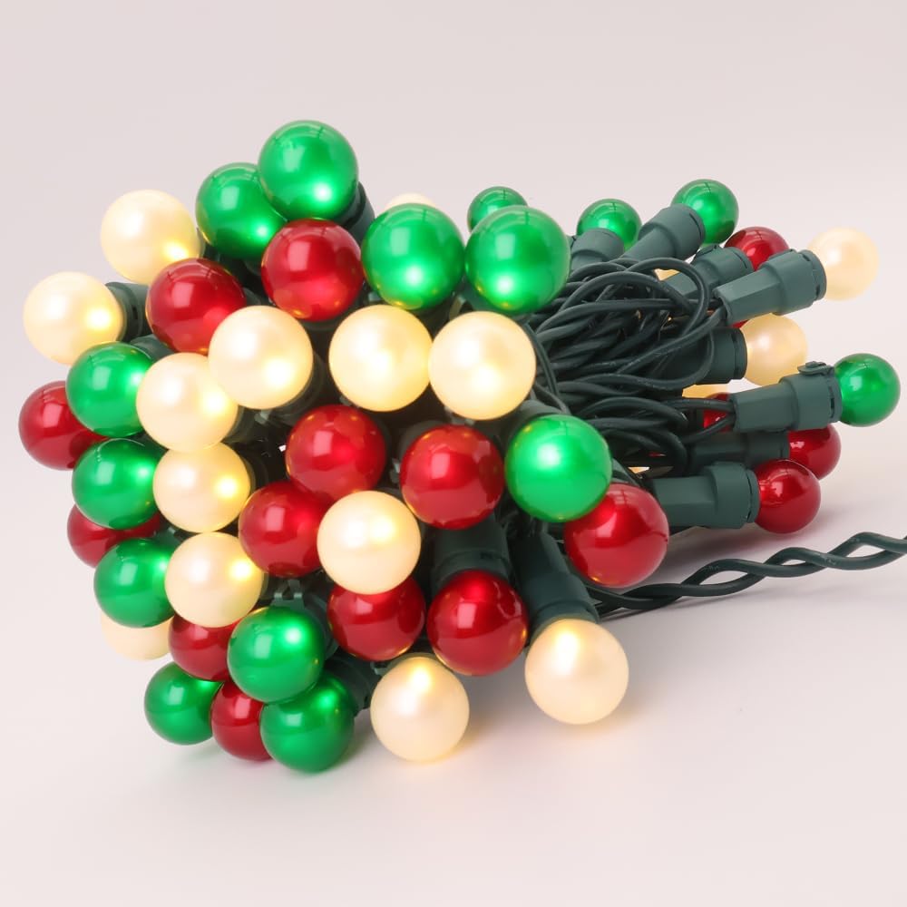 Red White and Green Christmas Lights G15 70 LED Globe String Lights Plug in Christmas Decor String Lights Outdoor Indoor for Tree Patio Party Garden Yard Gazebo Wedding