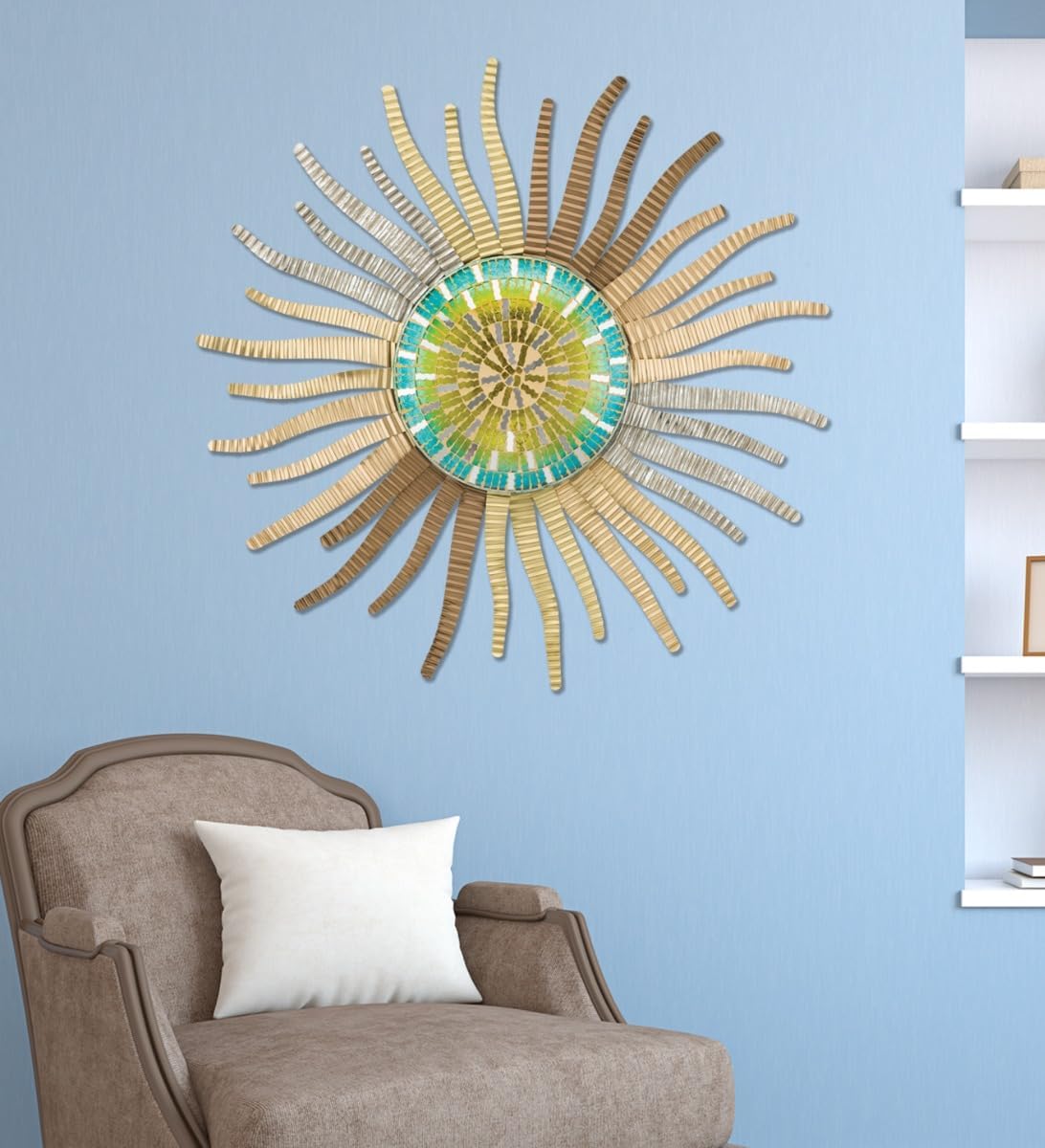 Regal Art & Gift Wavy Large Metal Sun Wall Decor - 30 Inch | Indoor Outdoor Rust-Resistant Sunburst Sculpture | Eye-Catching Metal Sun Wall Art Accent for Patio, Garden, Living Room