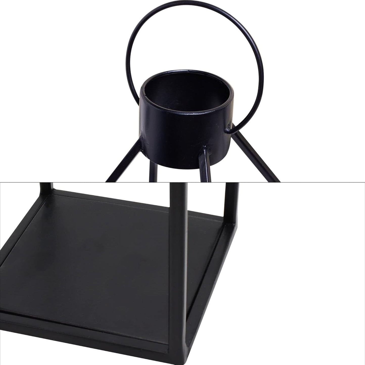 HPC Decor Modern Farmhouse Lanterrn Decor- Black Metal Candle for Summer Night- Lanterns w/Timer Flickering Candles for Living Room,Home,Indoor, Outdoor,Table,Fireplace Mantle Décor