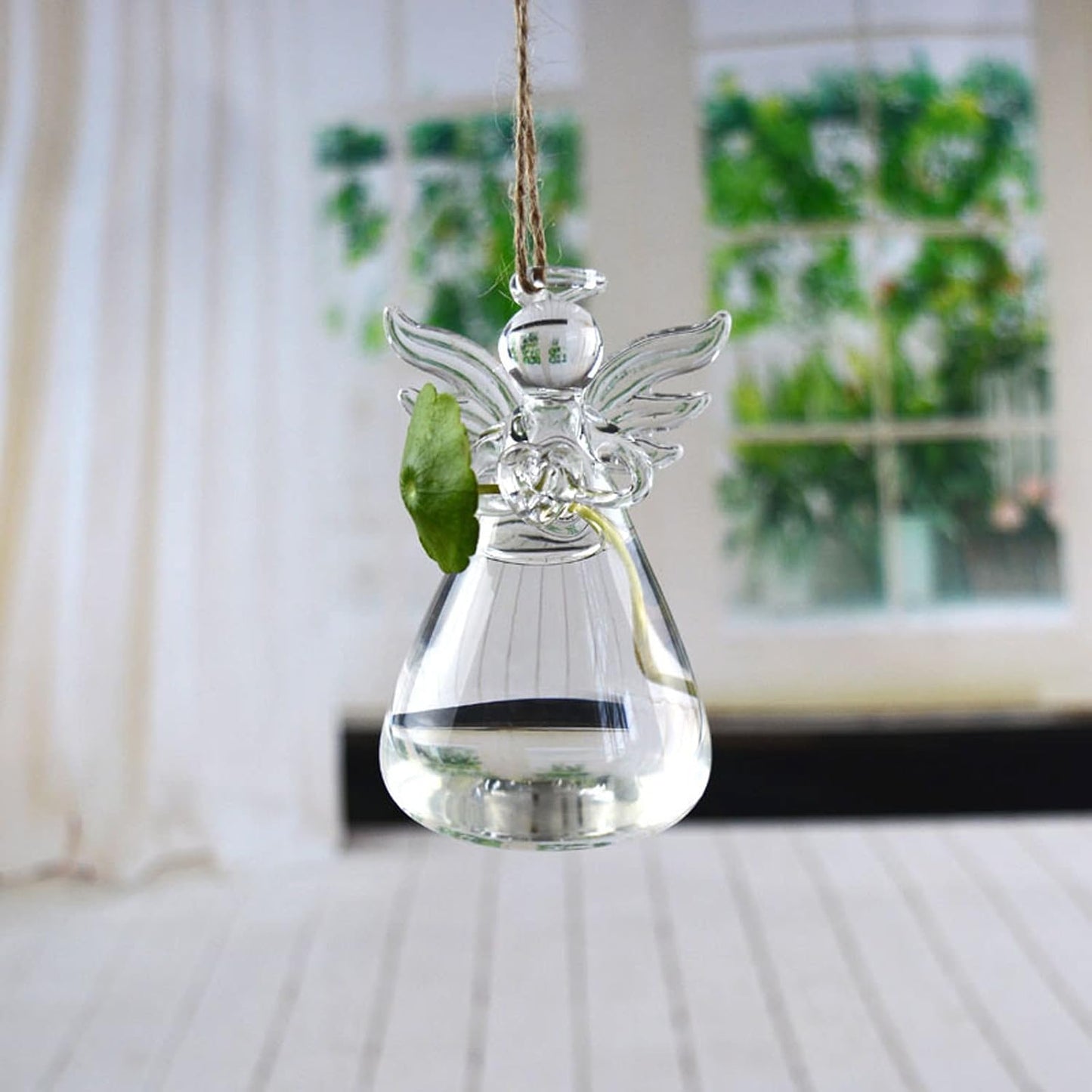 Angel Design Glass Vases Clear Flower Plant Terrarium Container Hanging Vase Wedding Decor Garden Ornaments Hanging Planter (Pack of 10)