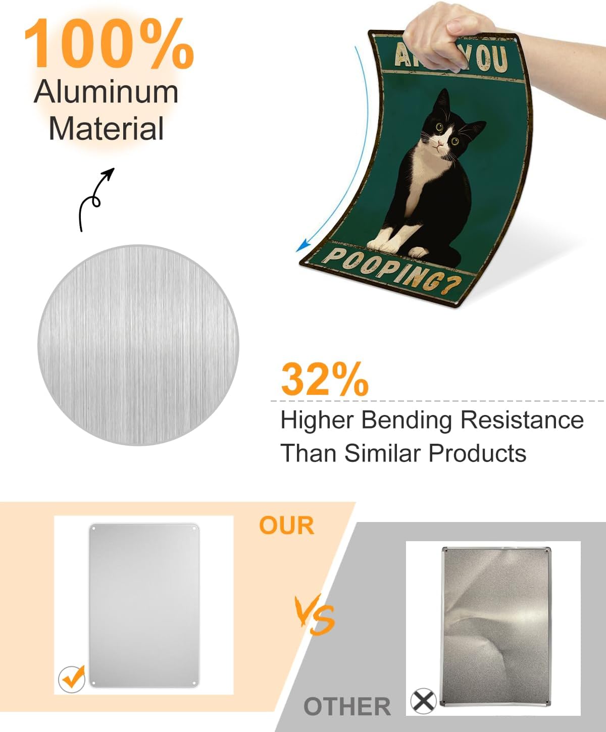 ALKB Tuxedo Cat Decor Are You Pooping Funny Metal Signs 8 x 12 Inch Black Cat Gift for Vintage Bathroom Decor