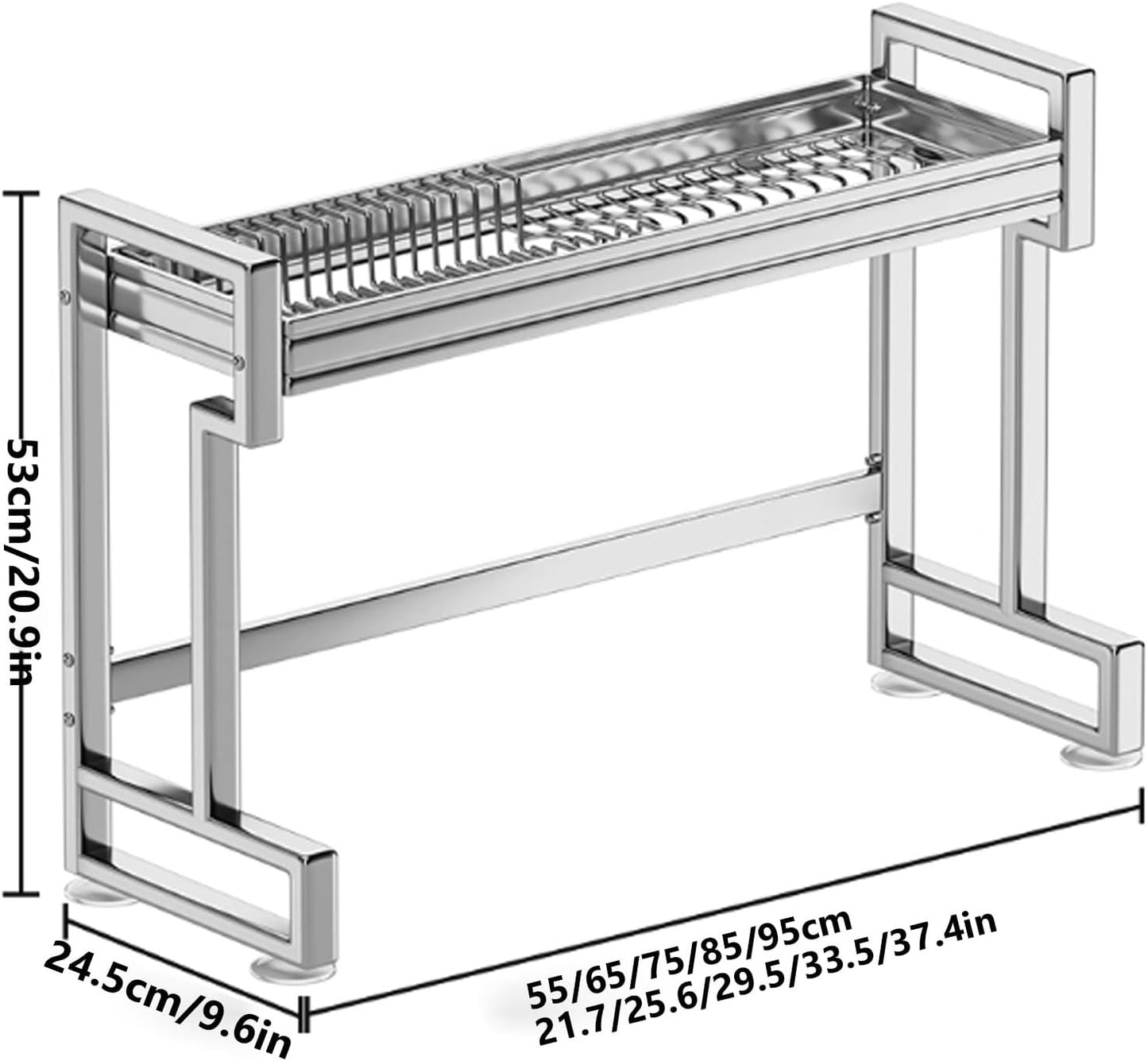 Kitchen Sink Rack Sink Above The Dish Drain Dish Washing Rack Stainless Steel Multifunctional Dish Storage Rack,Over The Sink Drying Rack for Dishes(1,65cm/25.6in)