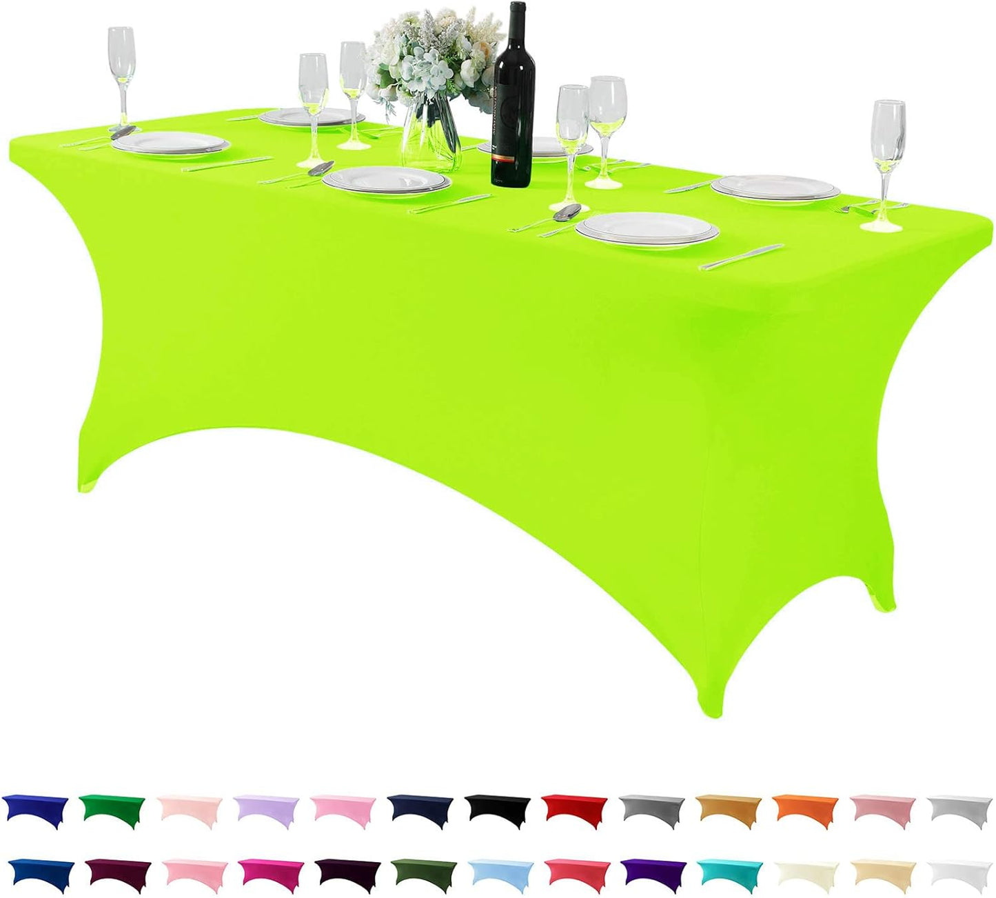 Spandex Table Cover for 6Ft or 4fT or 8ft Table Universal Fitted Stretch Tablecloth for Party, Banquet, Wedding and Events-Neon Lemon