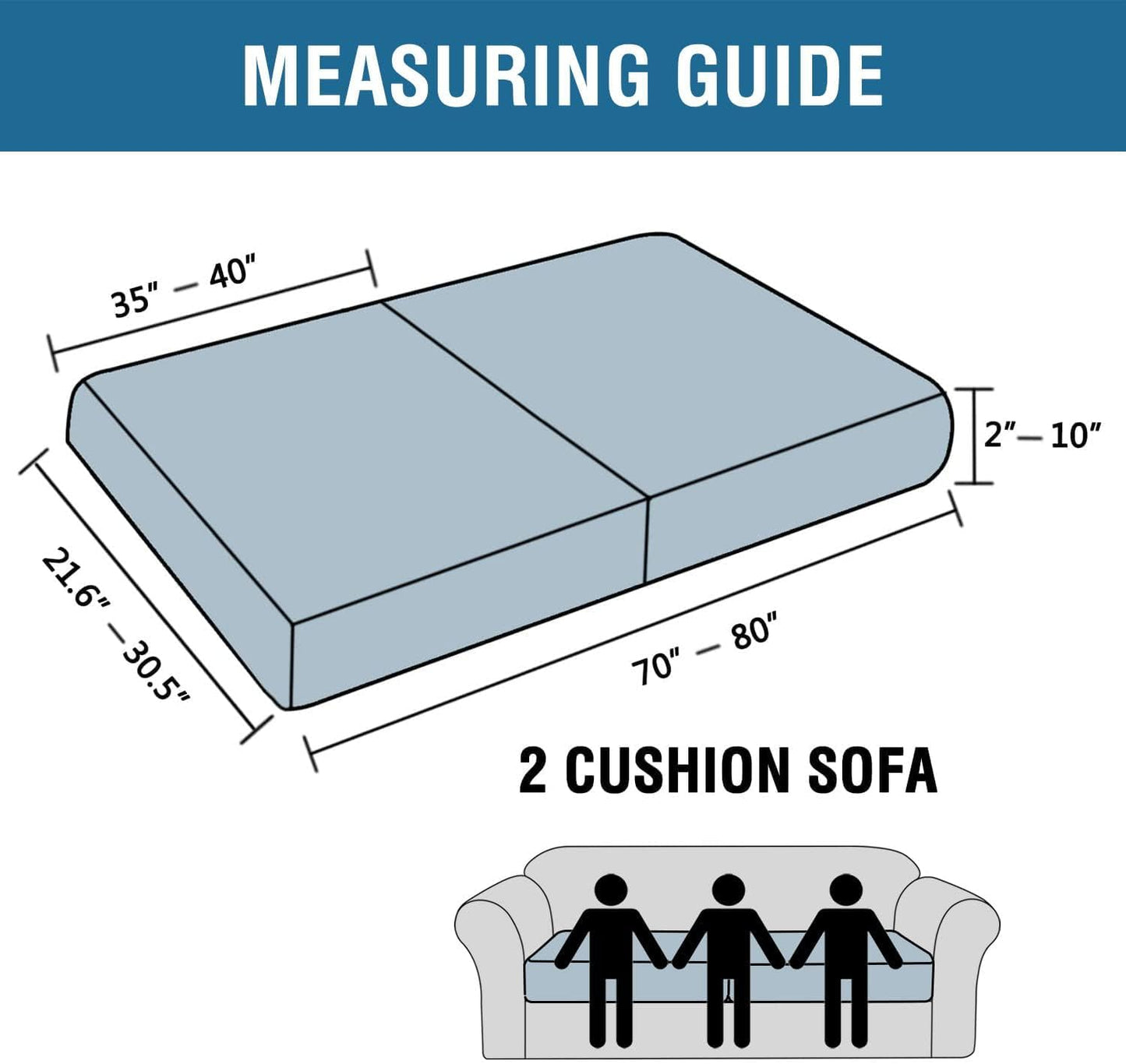 H.VERSAILTEX Super Stretch Individual Seat, Sofa Covers Couch, Cushion Covers Slipcover Sets Thick Jacquard Textured Twill Fabric (2 Piece Large Sofa Cushion Covers, Rust)