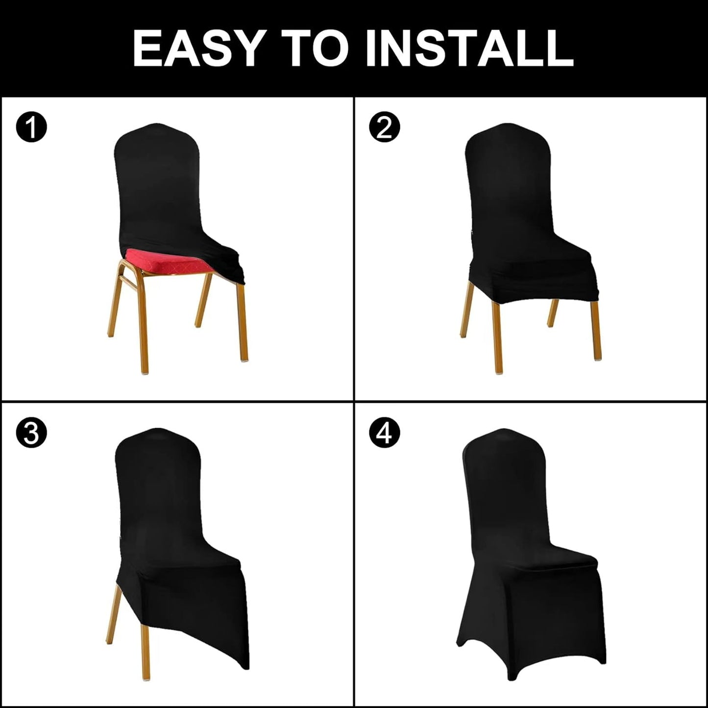 SUPERO Royal Blue Waterproof Polyester Spandex Chair Cover (12PCS), Universal Fit for Indoor/Outdoor Activities, Protector for Party, Banquet, Wedding Event, Hotel